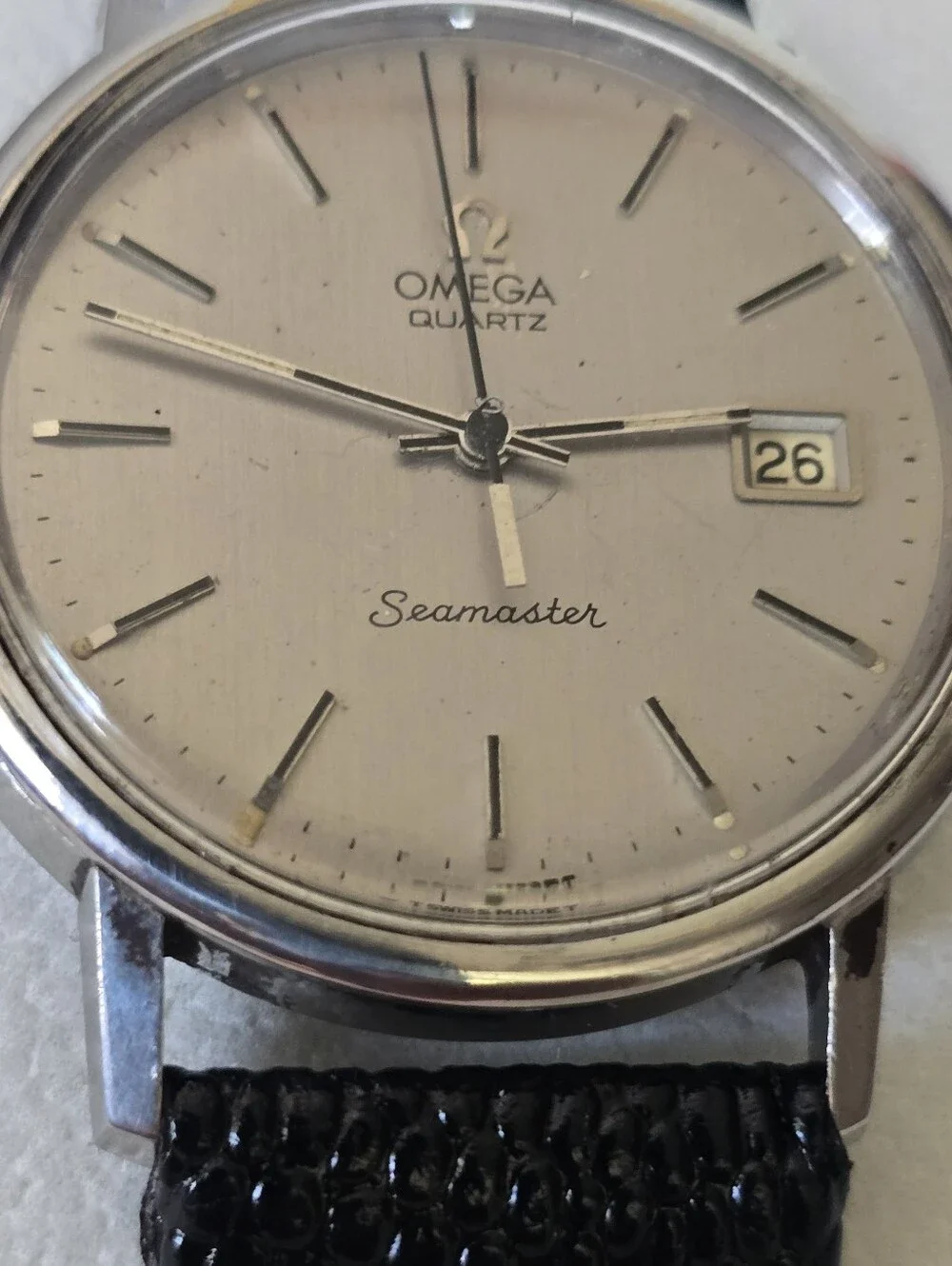 Omega Seamaster Silver Dial Watch with Black Strap